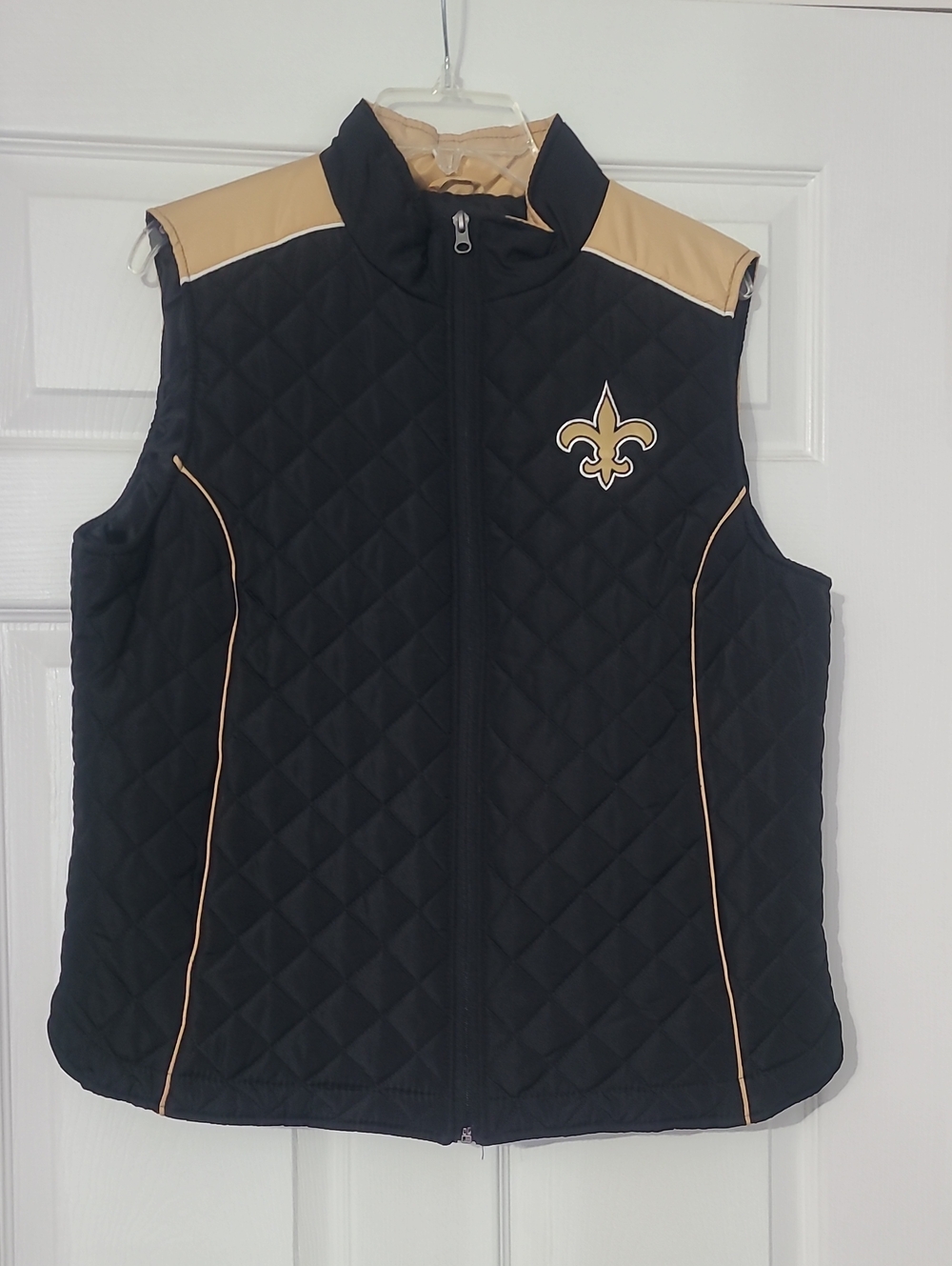 New Orleans Saints Quilted Black & Gold Womens Vest